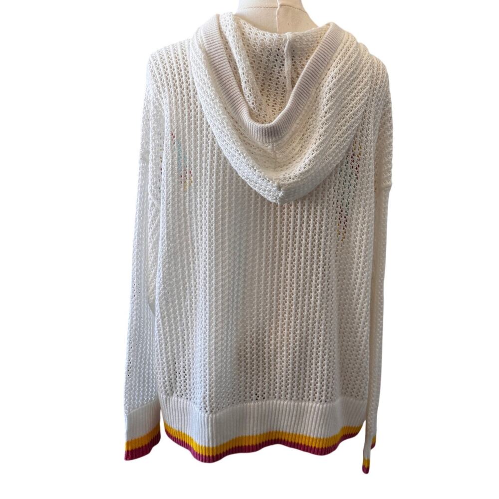 New Torrid Women's White Striped Pointelle Boxy Hoodie Size 00 M/L Coastal Chic - Picture 7 of 9
